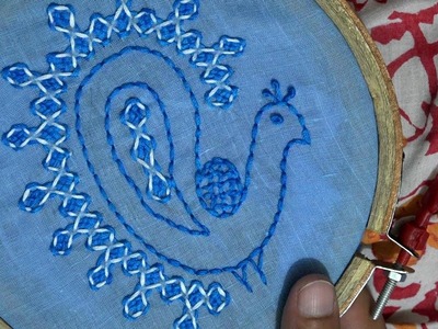 Hand Stitch: Gujrati Stitch (Peacock ). হাতের সেলাই: গুজরাটি স্টিচ ( ময়ুর )