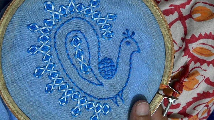 Hand Stitch: Gujrati Stitch (Peacock ). হাতের সেলাই: গুজরাটি স্টিচ ( ময়ুর )