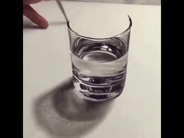 How To Draw A 3D Glass Of Water