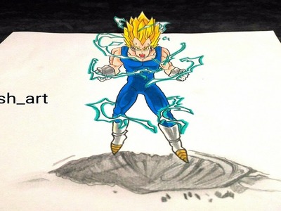 How to Draw VEGETA SSJ2 3D.ILLUSION I KarshArt