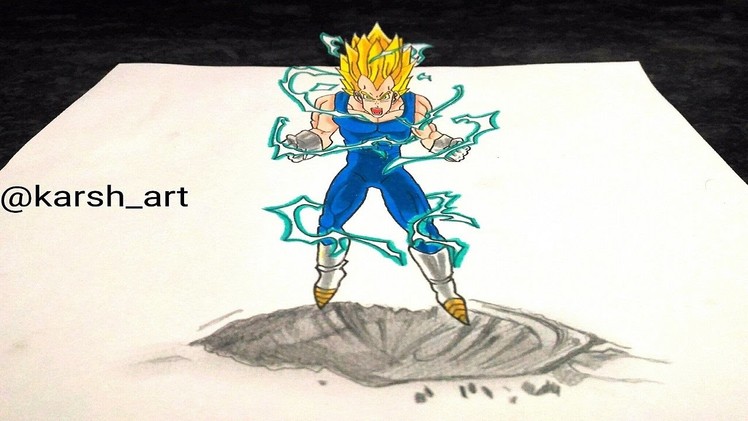 How to Draw VEGETA SSJ2 3D.ILLUSION I KarshArt