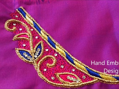 Maggam work tutorial for beginners | hand embroidery designs, easy mirror work, easy zardosi work