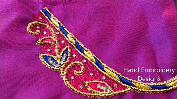 Maggam work tutorial for beginners | hand embroidery designs, easy mirror work, easy zardosi work