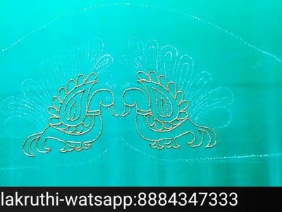 Zardosi Peacock hand embroidery blouse designs