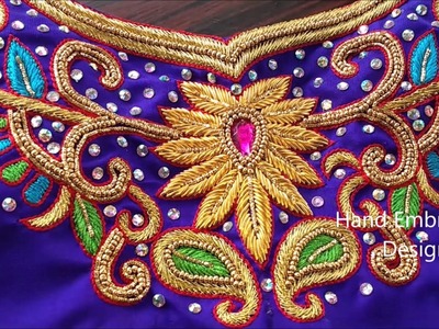 Zardosi work designs for blouses, bridal zardosi maggam work designs | hand embroidery designs