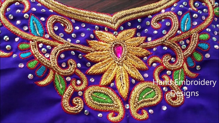 Zardosi work designs for blouses, bridal zardosi maggam work designs | hand embroidery designs