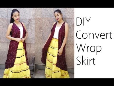 2 Mins.Convert Wrap Skirt Into Shrug | D.I.Y | Refashion Clothes