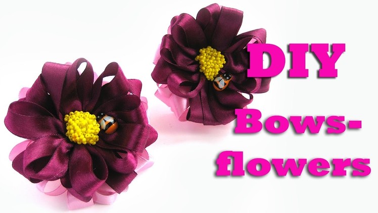 DIY bows-flowers with bees. Kanzashi