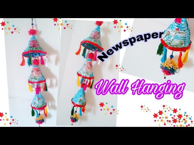 DIY Colorful Newspaper Wall Hanging. Wind Chimes. Newspaper Craft
