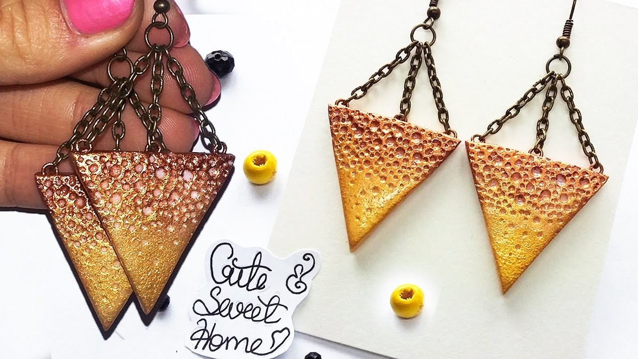 DIY EASY, GOLD EARRINGS - Polymer Clay Tutorial