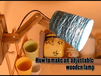 DIY How to make an adjustable wood lamp with a String lamp shade Home Tutorial