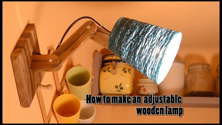 DIY How to make an adjustable wood lamp with a String lamp shade Home Tutorial