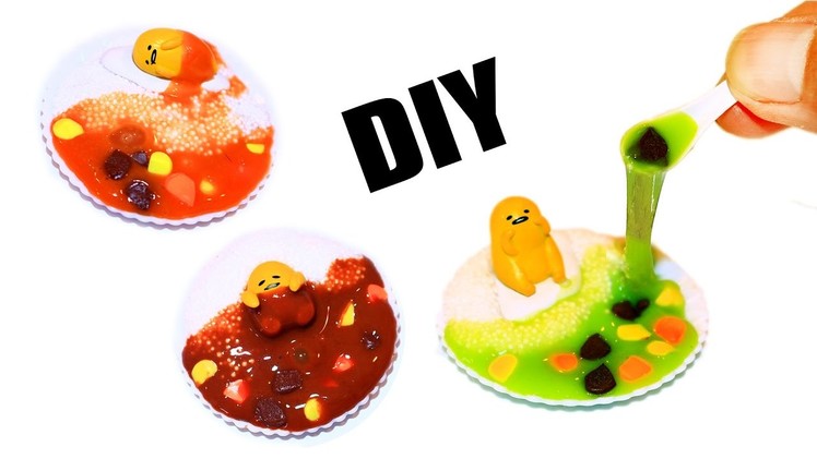 DIY蛋黄哥迷你扭蛋咖喱史莱姆！DIY miniature gudetama curry slime!