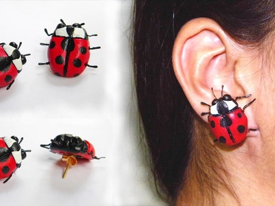 DIY Insect Earrings at Home | Polymer Clay. Shilpkar Jewelry Making Video | M-Seal Earrings Ladybug