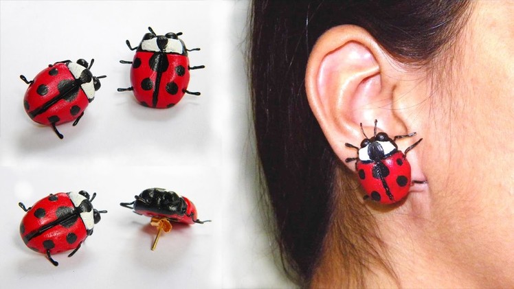 DIY Insect Earrings at Home | Polymer Clay. Shilpkar Jewelry Making Video | M-Seal Earrings Ladybug