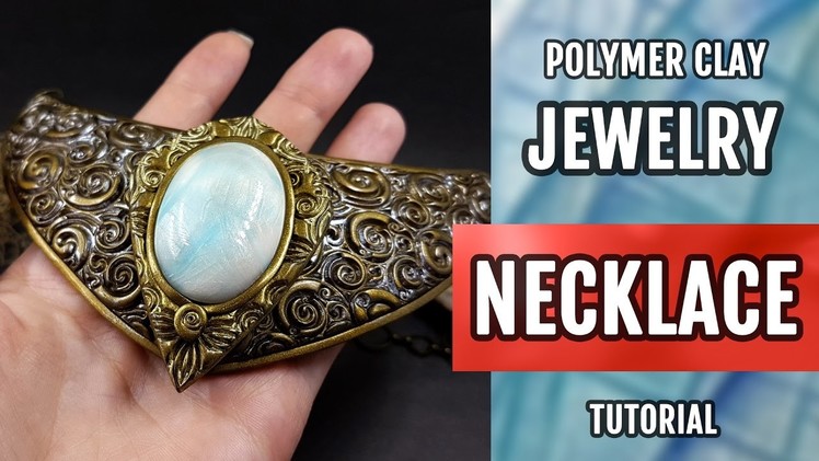 DIY Making an Extraordinary Necklace with Faux Moonstone. Polymer Clay Jewelry Making. Tutorial!