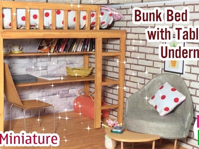 DIY Miniature Bunk Bed With Table Underneath | Dollhouse