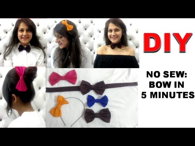 DIY: No Sew-BOW in 5 Minutes | Bow clip, hairband, tie, choker | Shirin Talwar