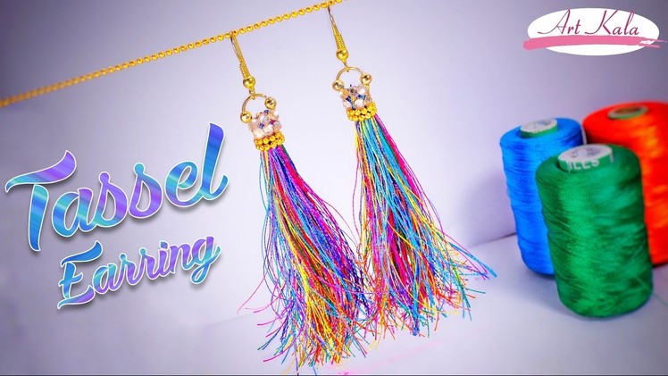 Diy rainbow tassel earring | step by step | Artkala 172