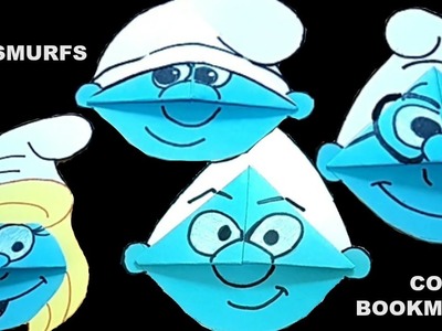 DIY Smurfs - Brainy, Hefty, Clumsy & Smurfette corner bookmarks