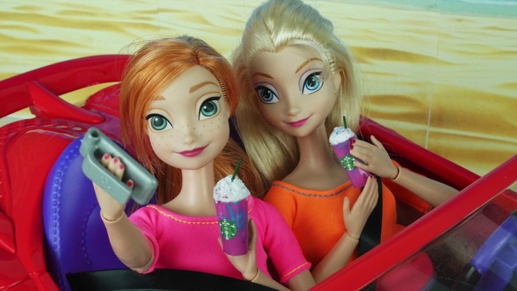 Frozen Elsa & Anna Try the Starbucks Unicorn Frappuccino + DIY Miniature Doll Starbucks Coffee