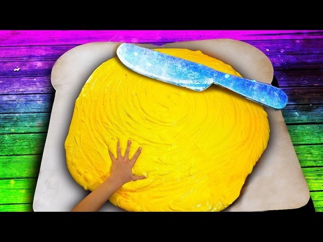 Giant Butter Slime on Giant Toast! 100 pounds DIY Slime Challenge