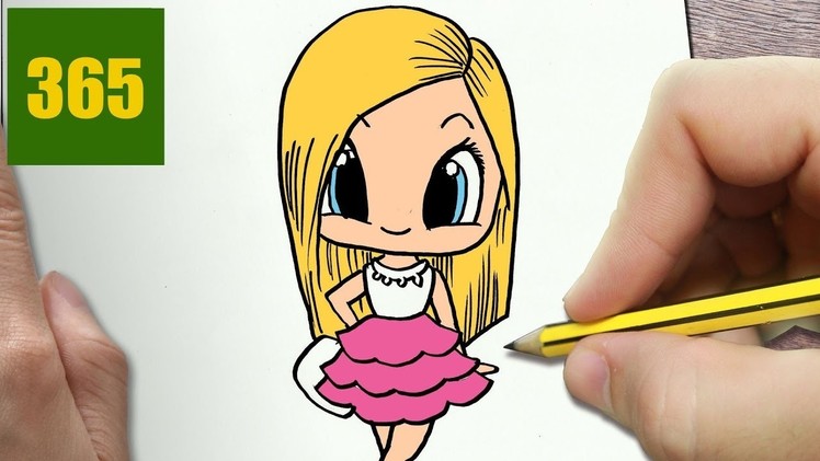 HOW TO DRAW A BARBIE CUTE, Easy step by step drawing lessons for kids