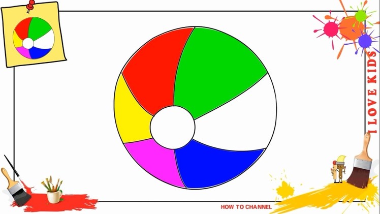 How to draw a beach ball EASY & SLOWLY step by step for kids