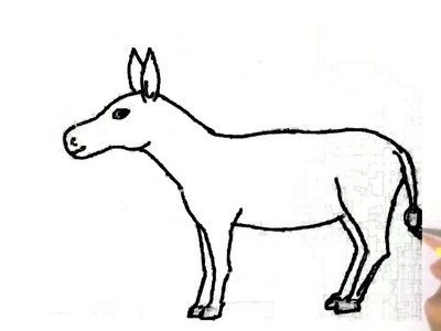 How to draw a Donkey  - in easy steps for children, kids, beginners