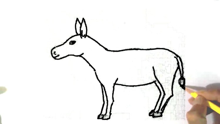 How to draw a Donkey  - in easy steps for children, kids, beginners