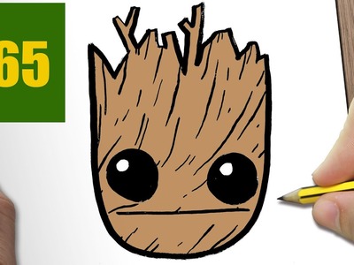 HOW TO DRAW A GROOT CUTE, Easy step by step drawing lessons for kids