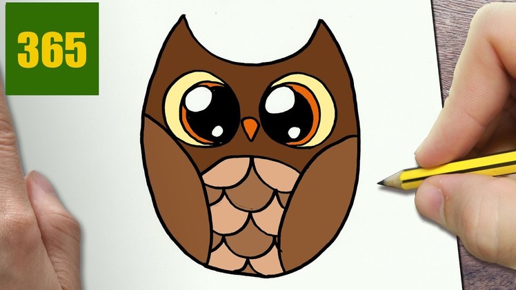 HOW TO DRAW A OWL CUTE, Easy step by step drawing lessons for kids
