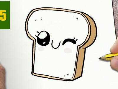 HOW TO DRAW A SLICE OF BREAD CUTE, Easy step by step drawing lessons for kids