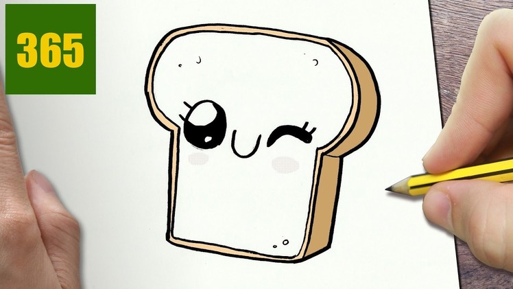HOW TO DRAW A SLICE OF BREAD CUTE, Easy step by step drawing lessons for kids