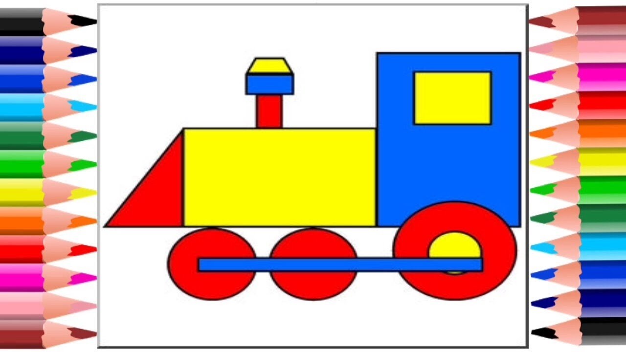 How To Draw Trains With Shapes Step By Step Easy Drawing Learn Shapes