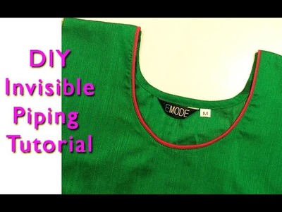How to stitch Invisible Piping Tutorial DIY.how to stitch ghoom piping tutorial hindi
