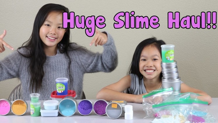 Huge DIY Slime Haul!  Our crazy slime collection! No Borax! No Detergent!