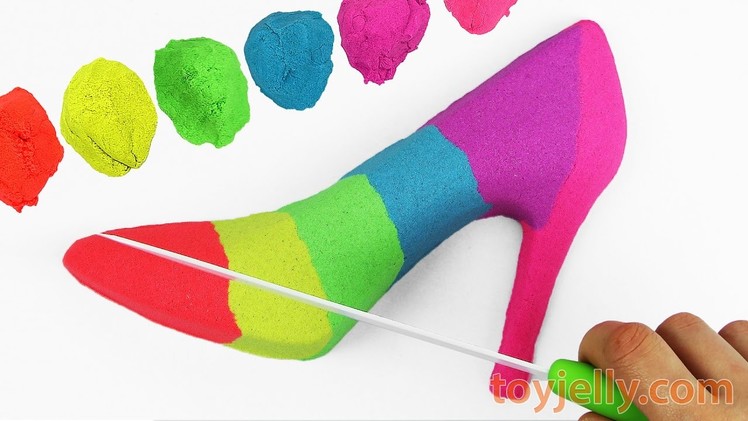 Kinetic Sand Shoe DIY How to make Rainbow High Heels Kinetic Foam Surprise Eggs Finger Family Song