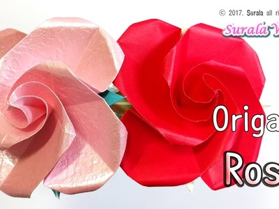 Origami - Rose Flower (Petals, Calyx, Stem)