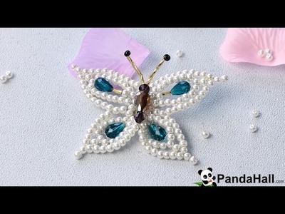 133 How to Make Elegant Pearl and Drop Glass Beads Butterfly Brooch 1