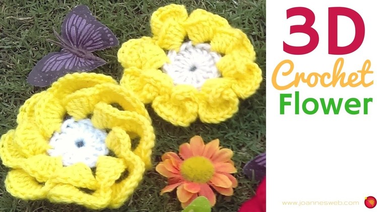3D Crochet Flower - Crochet Embellishment Decor