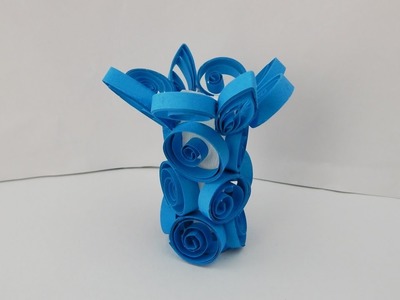 Paper Blue Quilling Vase Diy Papercraft Decoration Vase Paper