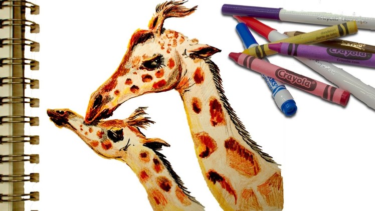 ????????????CHEAP ART SUPPLIES???????? How to Draw a Mother Giraffe and BABY ????????