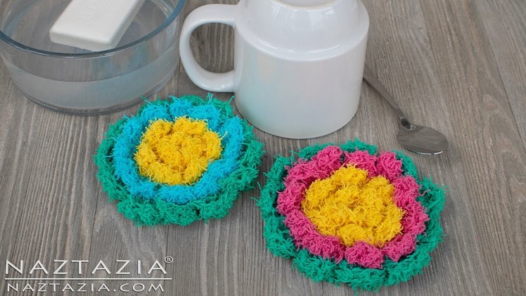 Crochet Blossom Scrubby - Flower Scrubbies for Kitchen or Bath - DIY Scrubbie Tutorial