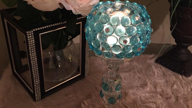 DIY Glass Gem Candle Holder | Dollar Tree Inspired