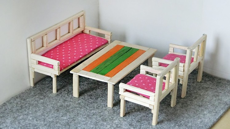 DIY Miniature Furniture from chopsticks | Table & Sofa for dollhouse