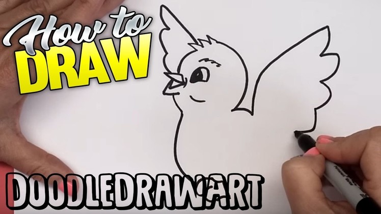 How to Draw  a Baby Bird Flying Step by Step - for kids!