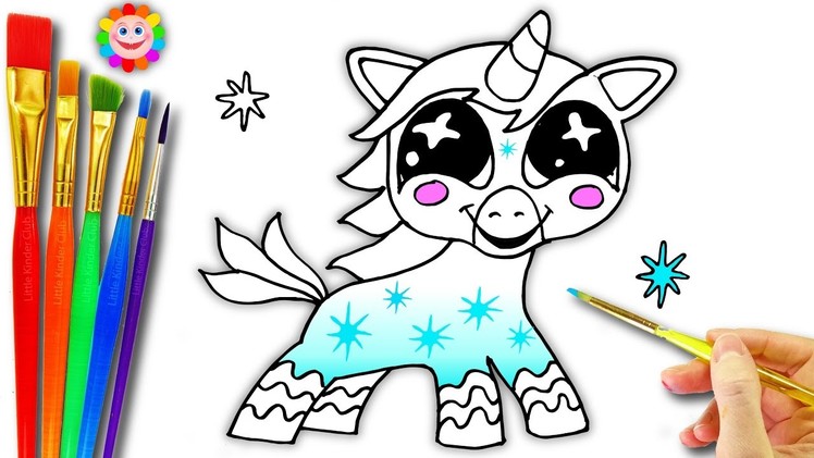 How To Draw A Cute Unicorn for Girls to learn Paint and Coloring Video