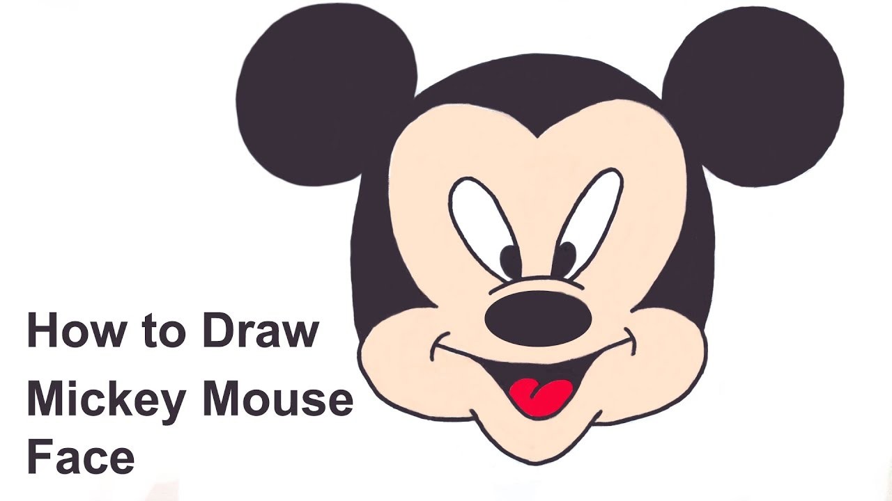 How to draw Mickey Mouse Face Easy stepbystep guide to Draw Mickey