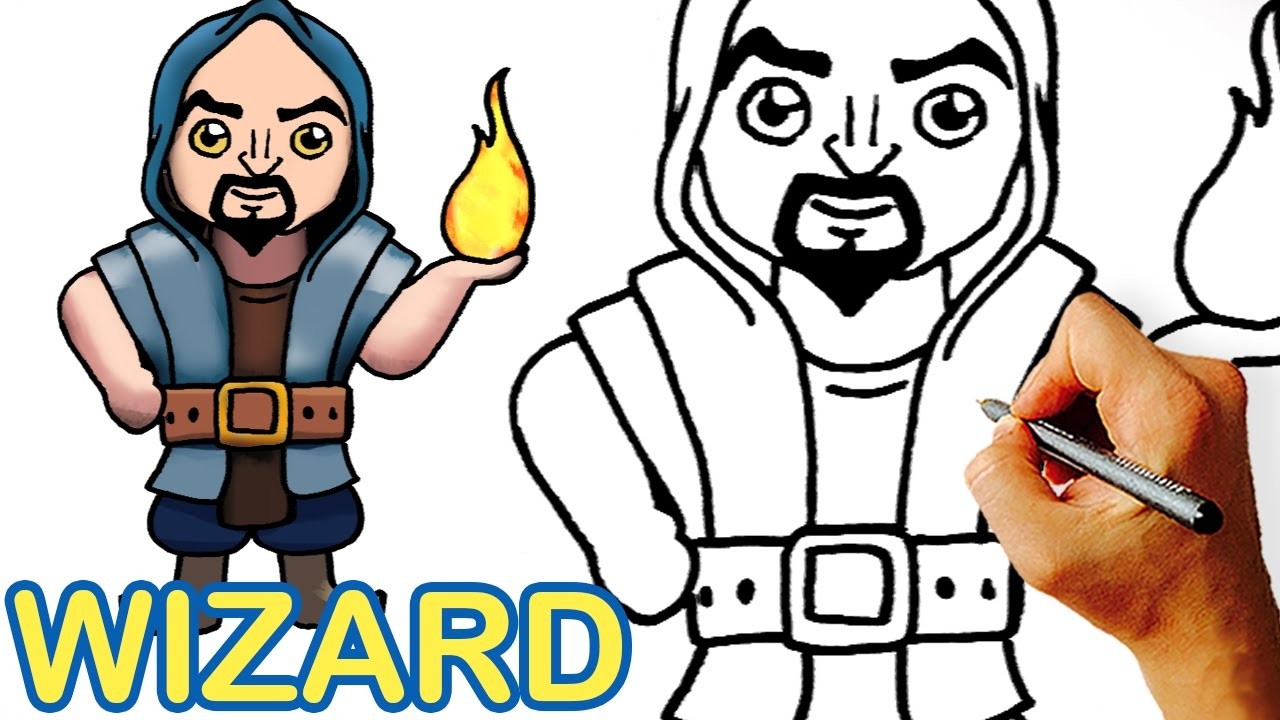 How To Draw Wizard Clash Royale Clash Of Clans Step By Step